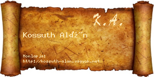 Kossuth Alán névjegykártya